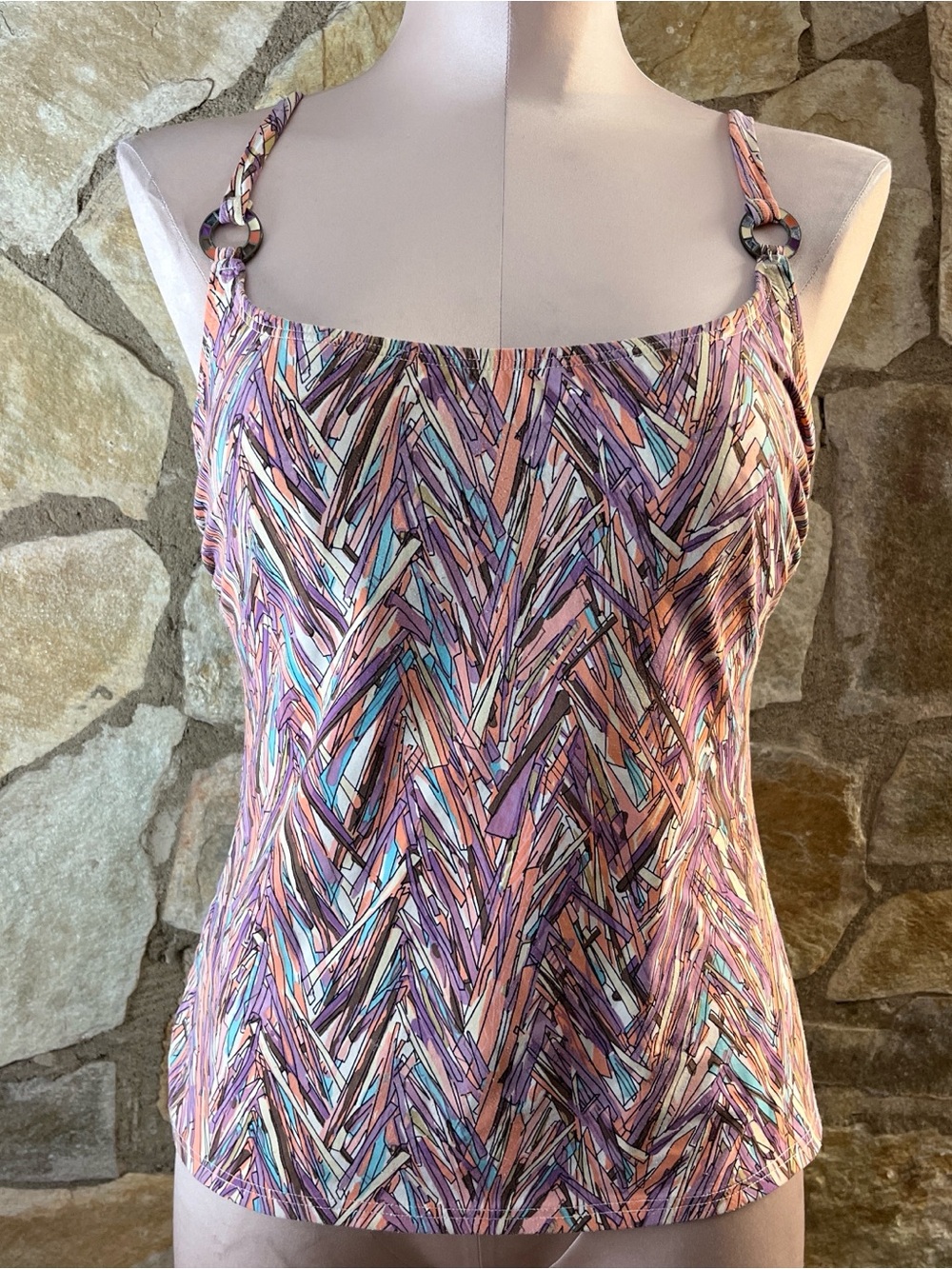 Captiva by Christina Abstract Print Tankini Swim Top Size M🌴✨